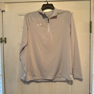 Under Armour Light Gray and White HeatGear Shirt